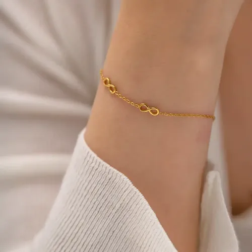 ZTBT63 18K Gold-Plated Infinity Bracelet Stainless Steel Elegant Jewelry for Women