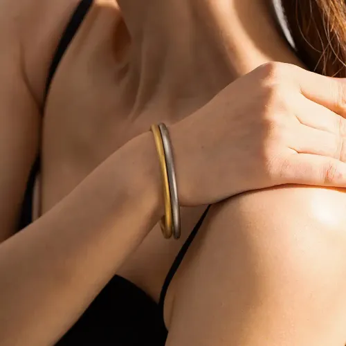 ZTBT129 Women's 18K Gold-Plated Stainless Steel Ring Bracelet