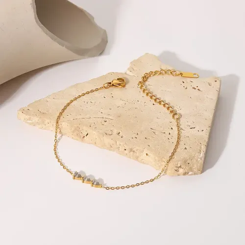 ZTBT252 18K Gold-Plated Thin Chain Bracelet with Multi-CZ Water Drop Pendant for Women