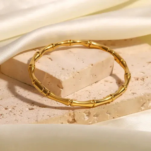 ZTBT30 18K Gold Plated Bamboo Bracelet Stainless Steel Women's Luxury Hand Accessory