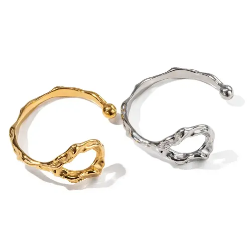 ZTBT74 Wholesale Women's 18K PVD Gold Plated Stainless Steel Open Bracelet bangle