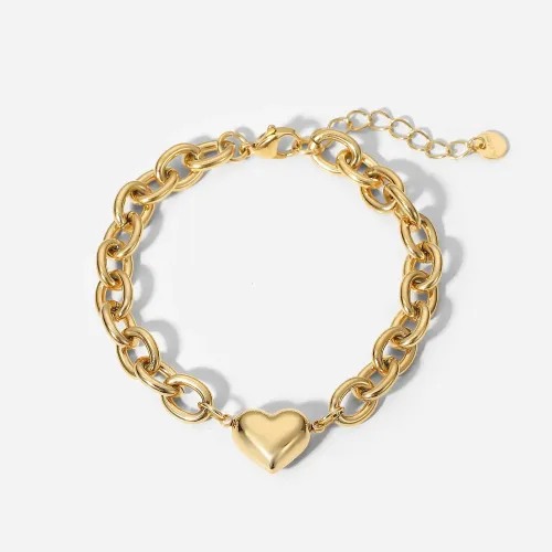 ZTBT180 Women's 14K Gold Love Bracelet Thick O Chain Design Durable Stainless Steel