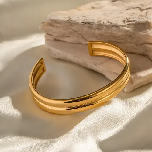 ZTBT136 18K Gold Plated Double Layer Stainless Steel Bracelet for Women