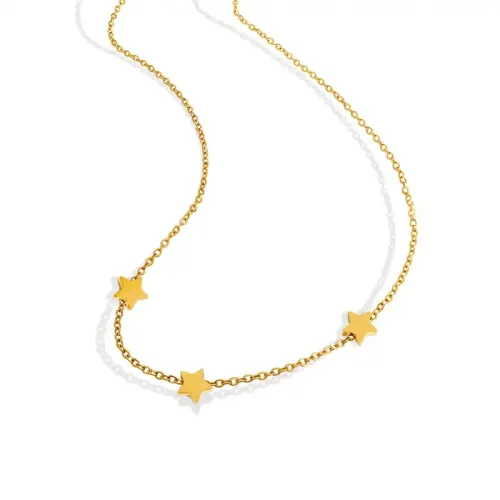 FXNT604 Korean 18K Gold Plated Star Geometric Necklace, Women's Punk Hip Hop Jewelry