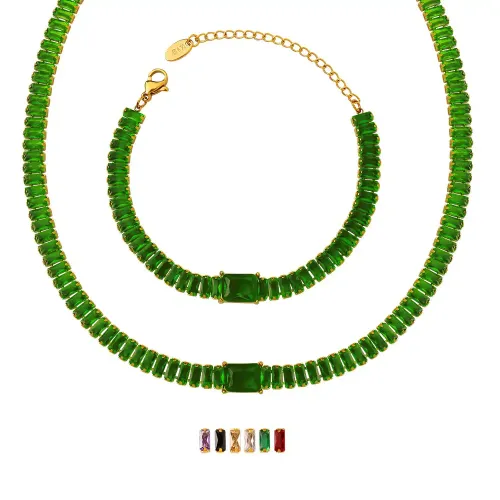 FXNT418 Luxury Full Diamond Inlaid Zircon Necklace & Bracelet Jewelry Set