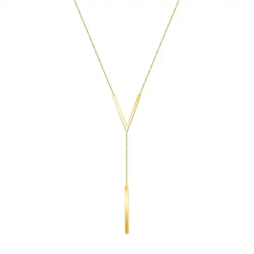 FXNT815 Rose Gold V-Shaped Letter Necklace Durable Long Clavicle Chain Jewelry