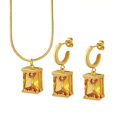 FXNT46 Vintage Oil Lamp Pendant Jewelry Set Mixed Copper Necklace & Earrings
