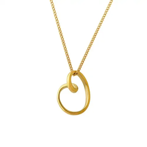 FXNT472 18K Gold Peach Heart Love Pendant Twisted Women's Necklace Elegant Clavicle Chain Ornament