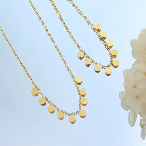 FXNT770 Elegant Japanese & Korean Women's Disc Bracelet Necklace Set Fashion Jewelry