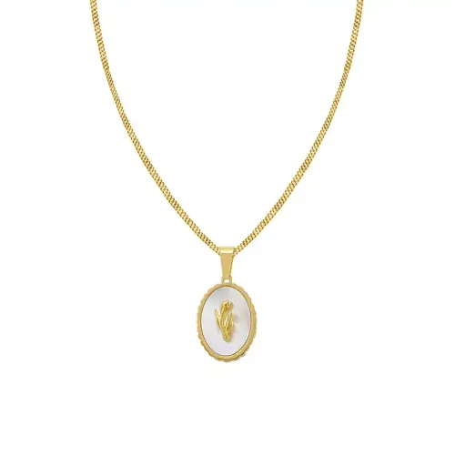 FXNT211 18K Gold Plated Tulip Pendant Elegant White Floral Women's Jewelry