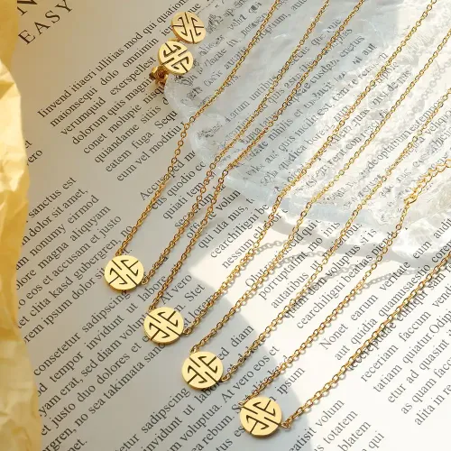 FXNT1138 18K Gold Plated Chinese Element Jewelry Set – Earrings, Necklace & Bracelet Combo