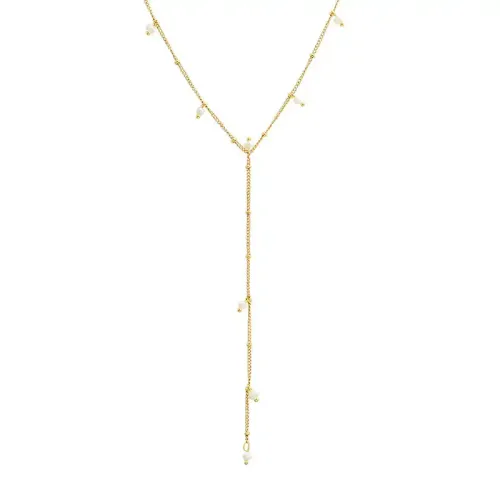 FXNT208 18K Gold Plated Y-Shaped Tassel Necklace Elegant Clavicle Chain Women