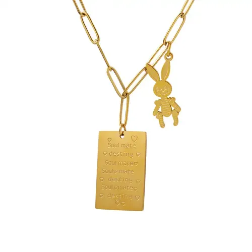 FXNT869 Gold Plated Rabbit Love engrave Long Sweater Necklace Durable Brand Jewelry
