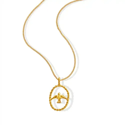 FXNT729 Gold-Plated Wavy Hollow Swallow Clavicle Necklace Non-Fading J-K Fashion Jewelry