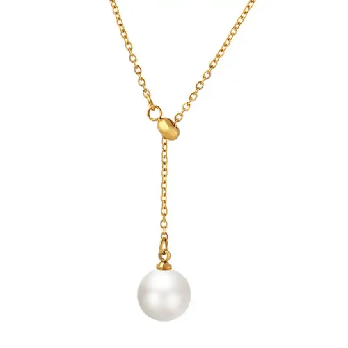 FXNT676 Versatile Hong Kong-Inspired Adjustable Imitation Pearl Tassel Necklace