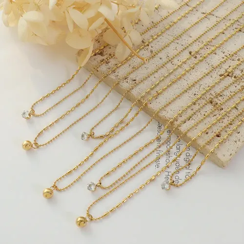 FXNT773 Zircon Ball Bead Clavicle Necklace Perfect Holiday Pendant Gift for Girlfriend