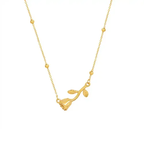 FXNT769 Women's Rose Pendant Necklace 18K Gold-Plated Collarbone Chain Jewelry