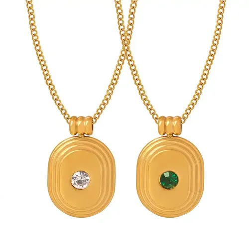 FXNT624 Elegant Women's Oval Crystal Zirconia Brand Pendant Necklace Jewelry