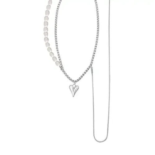 FXNT493 Double Layered Natural Freshwater Pearl Tassel Necklace Spliced Jewelry Design