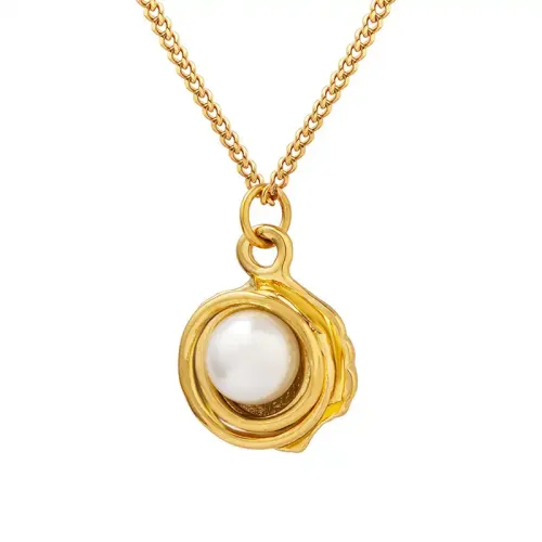 FXNT824 18K Gold-Plated Women's Shell Pearl Clavicle Necklace Elegant Imitation Jewelry