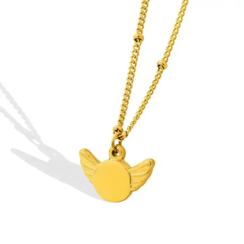 FXNT1077 Gold-Plated Wings Medallion Pendant Necklace Women's Clavicle Chain Jewelry