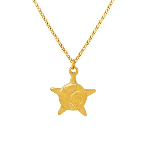 FXNT931 Spring Collection Women's Sun Moon Star Necklace Five-Pointed Clavicle Chain Jewelry