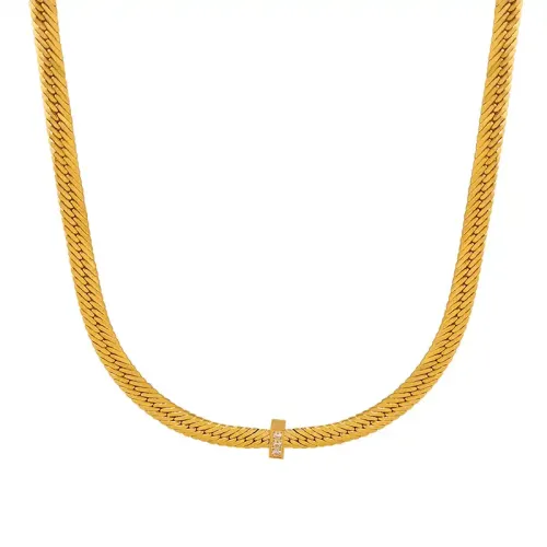 FXNT934 Celebrity-Inspired Women's Copper Blade Chain Pendant Necklace Clavicle Choker