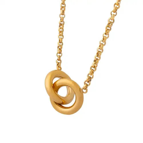 FXNT75 Gold-Plated Girlfriend Necklace with Interlocking Pendant on Elegant Clavicle Chain