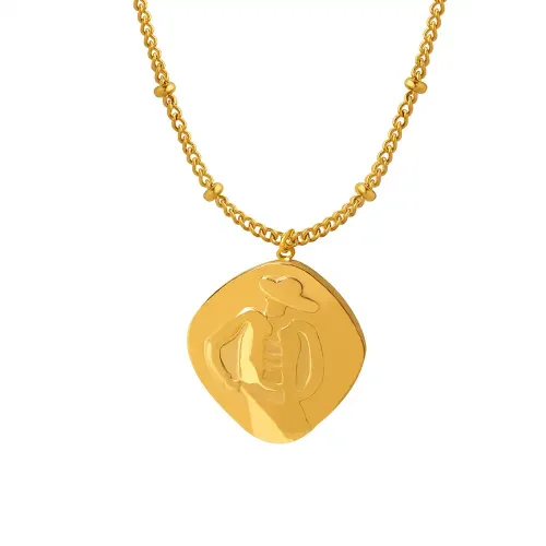 FXNT635 18K Gold-Plated Clavicle Chain with Relief Portrait Pendant Luxurious Necklace
