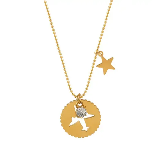 FXNT632 Chic Aircraft Charm Necklace with Five-Pointed Star Zircon Pendant Accessory