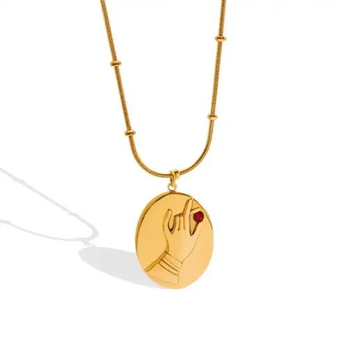 FXNT705 engrave Necklace Natural Seashell zircon 18K Gold-Plated Clavicle Chain