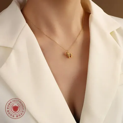 FXNT59 Little Lion Mechanical Animal Pendant Necklace Chic Clavicle Chain Jewelry