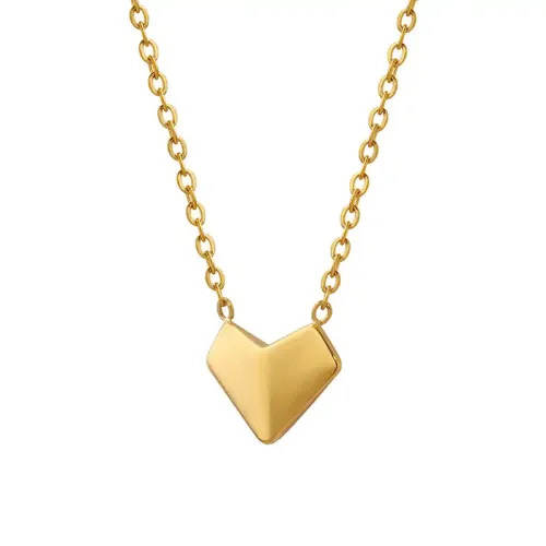 FXNT274 18K Gold Plated Folding Heart Necklace Elegant Women's Clavicle Chain