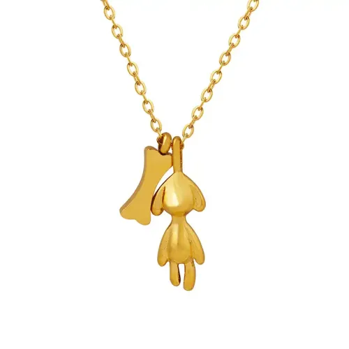 FXNT850 Women's Hip Hop Gold Plated Puppy Bone Pendant Necklace Chic Animal Jewelry