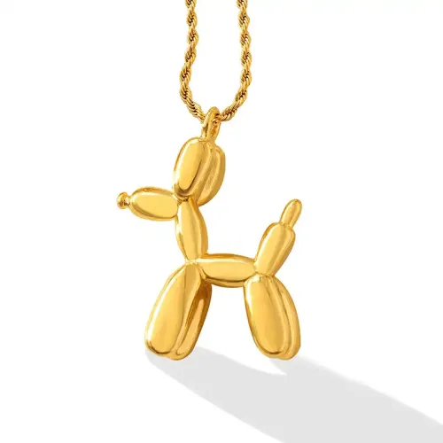 FXNT1088 Korean 18K Real Gold Plated Balloon Dog Necklace 3D Fairy Clavicle Chain