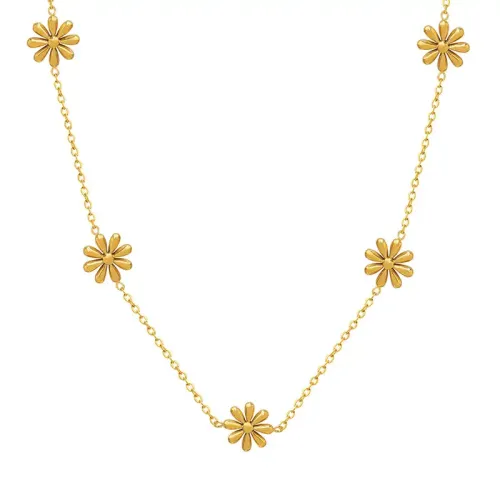FXNT52 Gold-Plated Daisy Necklace Delicate Fairy Flower Jewelry for Women
