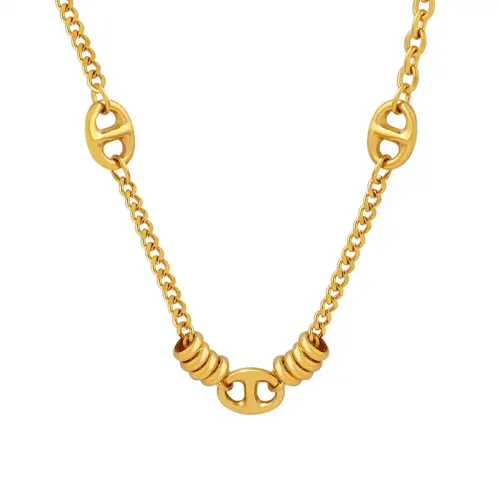 FXNT360 Hip Hop Women's Pig Nose Stitching Necklace Cuban Link Clavicle Chain Jewelry