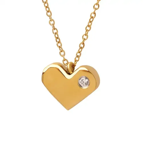 FXNT822 18K Gold-Plated Love Heart Zircon Pendant Necklace for Women Elegant Clavicle Chain, Dropshipping Available