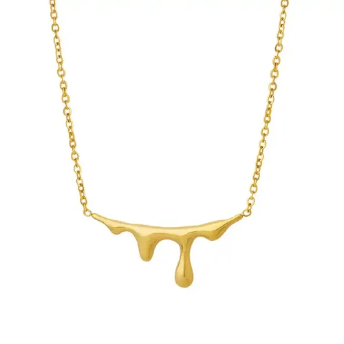 FXNT313 18K Gold Plated Inspired Water Drop Pendant Clavicle Necklace