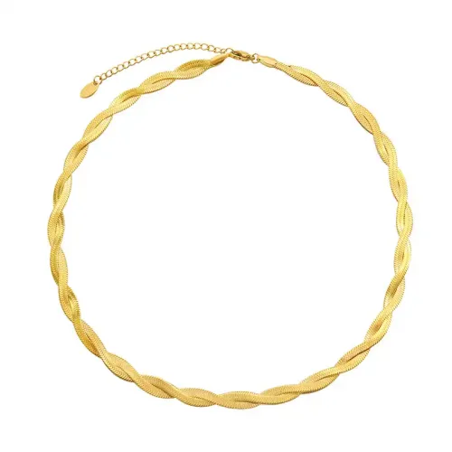 FXNT196 Exquisite Wrapped Blade Necklace Bracelet Set 18K Gold Plated Luxury Ensemble