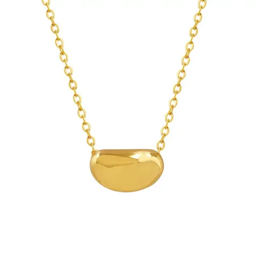 FXNT212 Lucky Golden Bean Clavicle Chain Triple-Plated Real Gold Necklace Non-Fade & Hypoallergenic