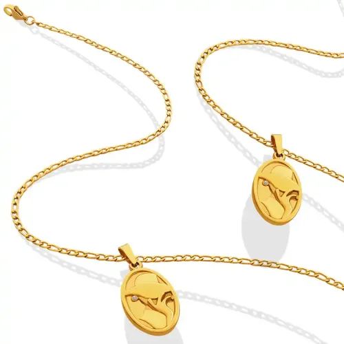 FXNT1047 Geometric Oval Zircon Necklace Elegant Portrait Clavicle Chain