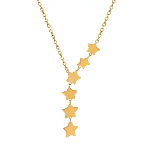 FXNT187 Delicate Star Tassel Necklace Sweet Fairy-Style Clavicle Chain for Women