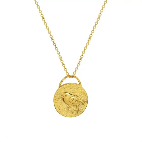 FXNT1174 18K Gold Animal Pendant Necklace with Dolphin & Bird Motif on Clavicle Chain
