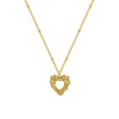 FXNT1184 18K Gold Love Heart Pendant Necklace Romantic Clavicle Chain Jewelry