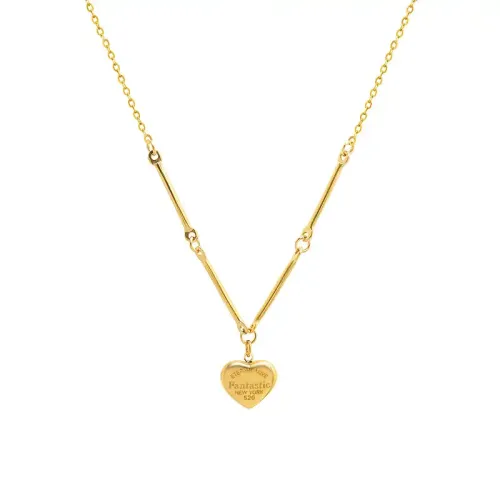 FXNT77 18K Gold Heart Pendant English Chain Women's Necklace Christmas