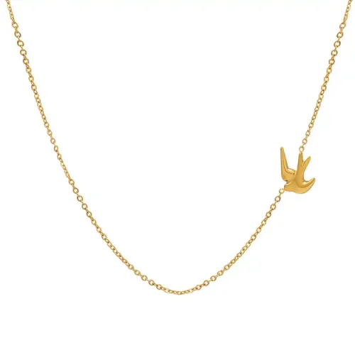 FXNT171 18K Gold Plated Swallow Pendant Clavicle Chain Necklace for Women Non-Fading Jewelry