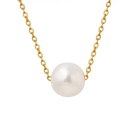 FXNT303 18K Gold Plated Imitation Pearl Pendant Necklace Non-Fading Clavicle Chain Wholesale