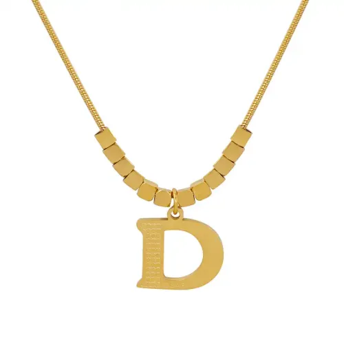 FXNT952 Hip Hop 18K Gold Plated D Letter Icon Necklace with Personalized Snake Chain