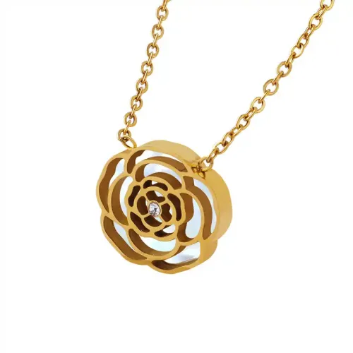 FXNT1057 18K Gold-Plated Circle Letter Necklace with Brilliant Diamond Fairy Clavicle Chain